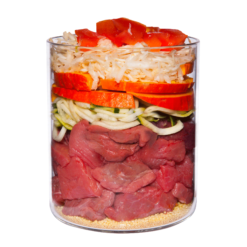 Alternative view of Classic pauv. en céréales, lapin av courg. amarante+ail d'ou