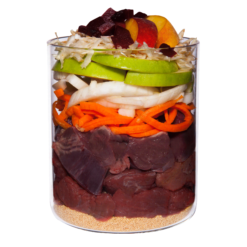 Alternative view of Sans grains, agneau a. courge, pastinake+passiflore