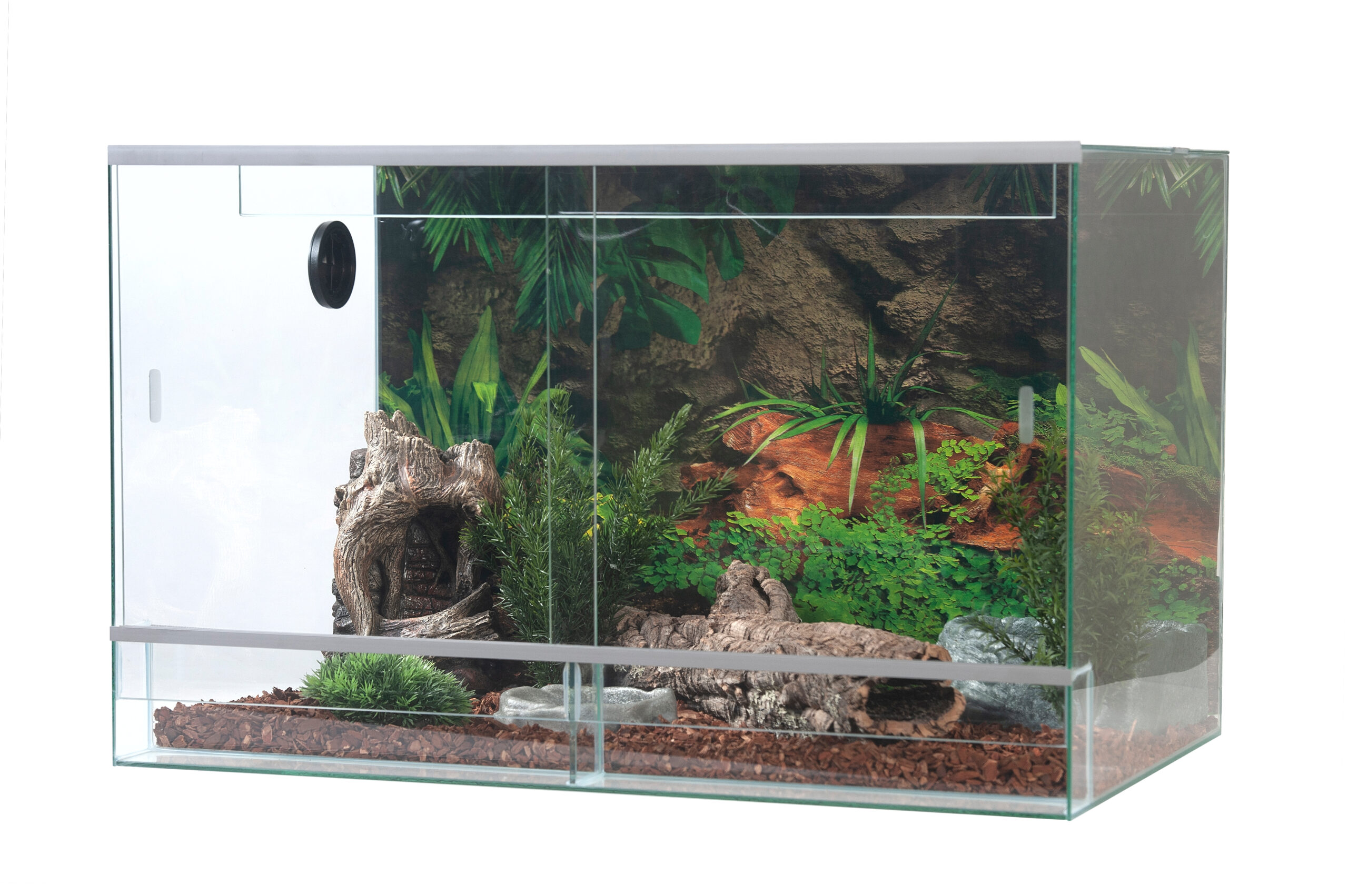 Terrarium avec porte coulissante, 1 passage de câble 80x50x50 cm / 4mm Terrarium avec porte coulissante, 1 passage de câble 80x50x50 cm / 4mm
