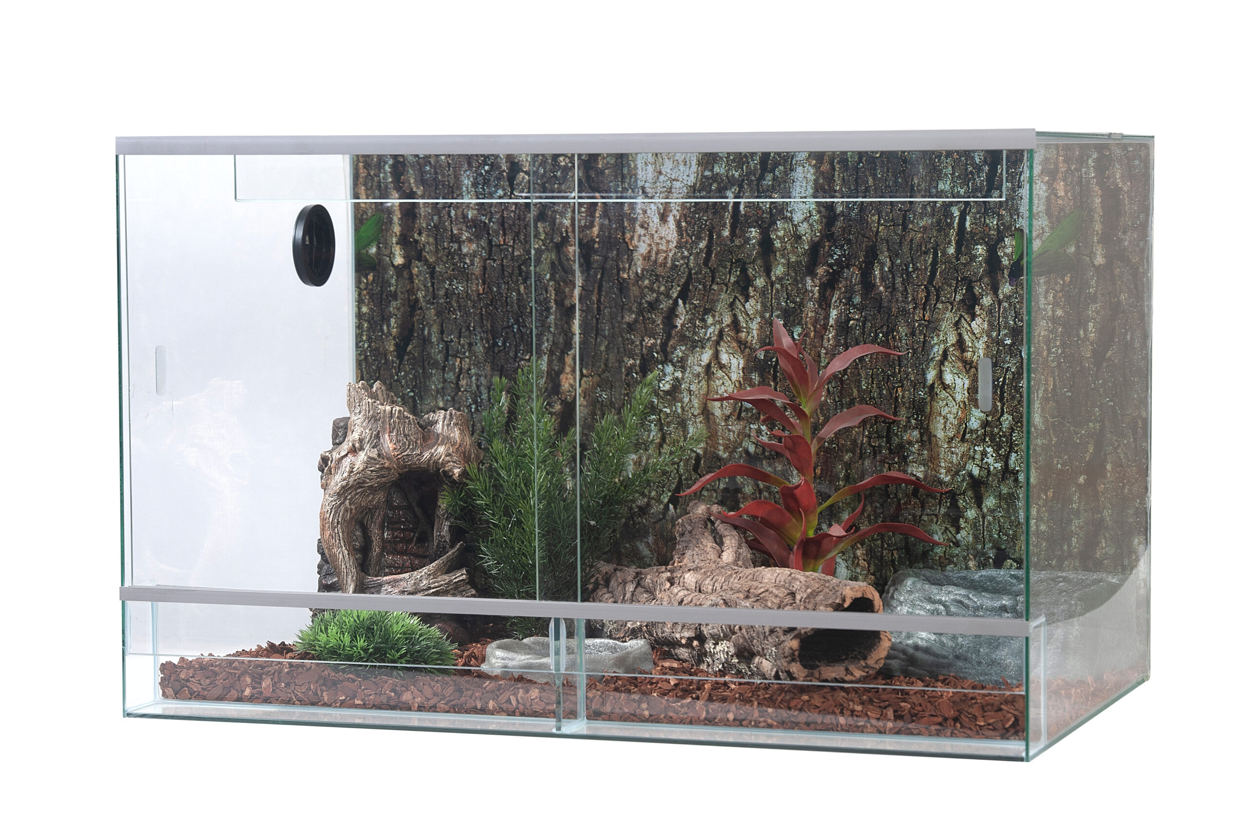 Terrarium avec porte coulissante, 1 passage de câble 80x50x50 cm / 4mm Terrarium avec porte coulissante, 1 passage de câble 80x50x50 cm / 4mm