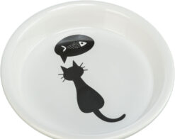 Alternative view of Ecuelle chat, céramique, plate, blanc