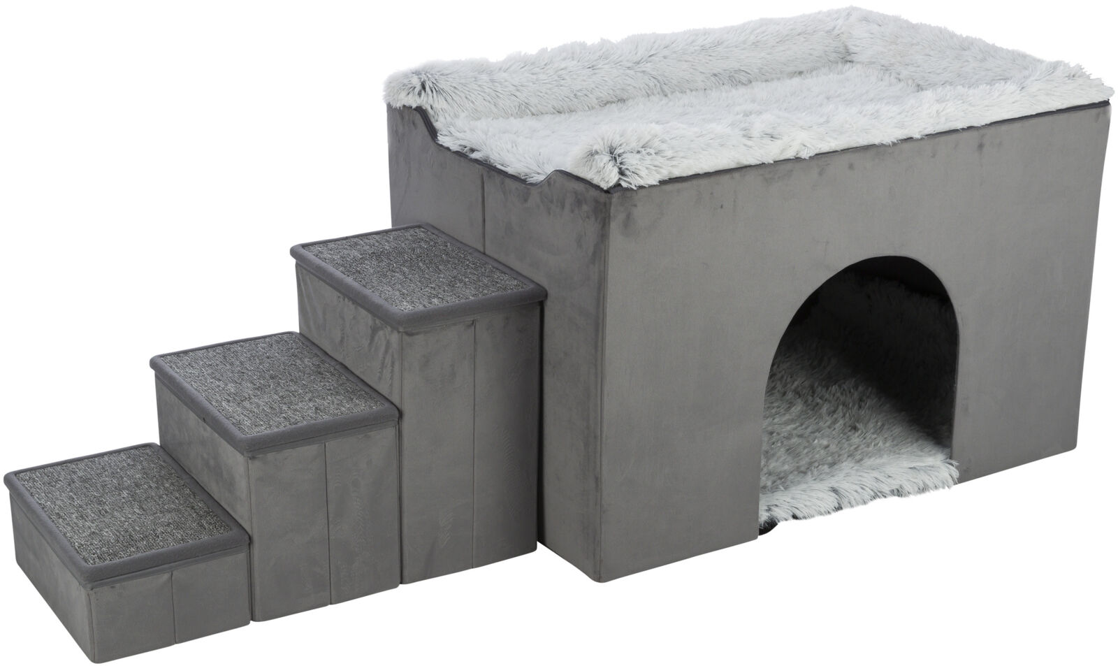 Höhle Harvey mit Treppe, 154×60×60cm, grau/weiss-schwarz Höhle Harvey mit Treppe, 154×60×60cm, grau/weiss-schwarz