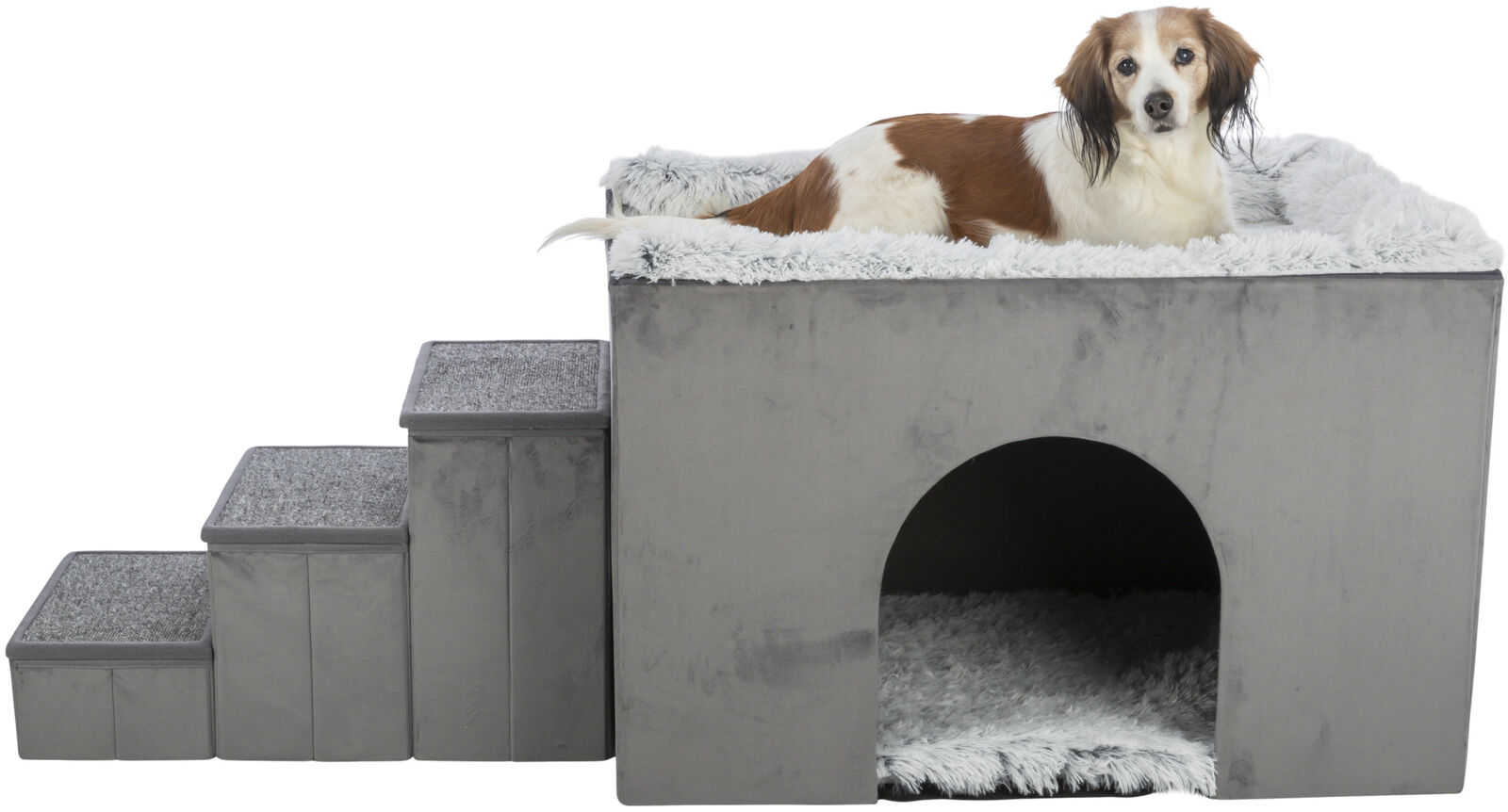 Höhle Harvey mit Treppe, 154×60×60cm, grau/weiss-schwarz Höhle Harvey mit Treppe, 154×60×60cm, grau/weiss-schwarz