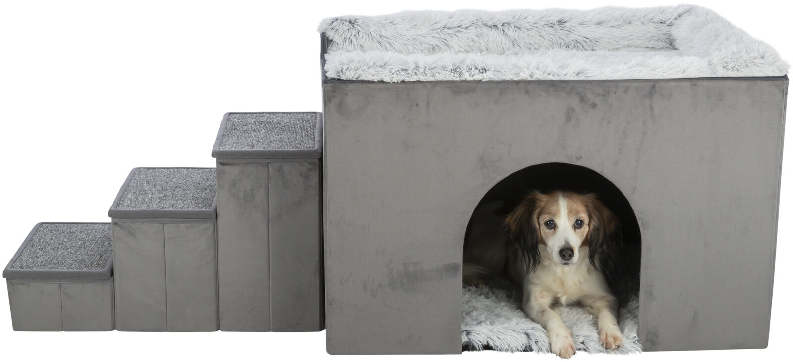 Höhle Harvey mit Treppe, 154×60×60cm, grau/weiss-schwarz Höhle Harvey mit Treppe, 154×60×60cm, grau/weiss-schwarz