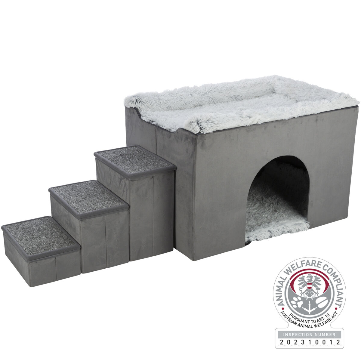 Höhle Harvey mit Treppe, 154×60×60cm, grau/weiss-schwarz Höhle Harvey mit Treppe, 154×60×60cm, grau/weiss-schwarz