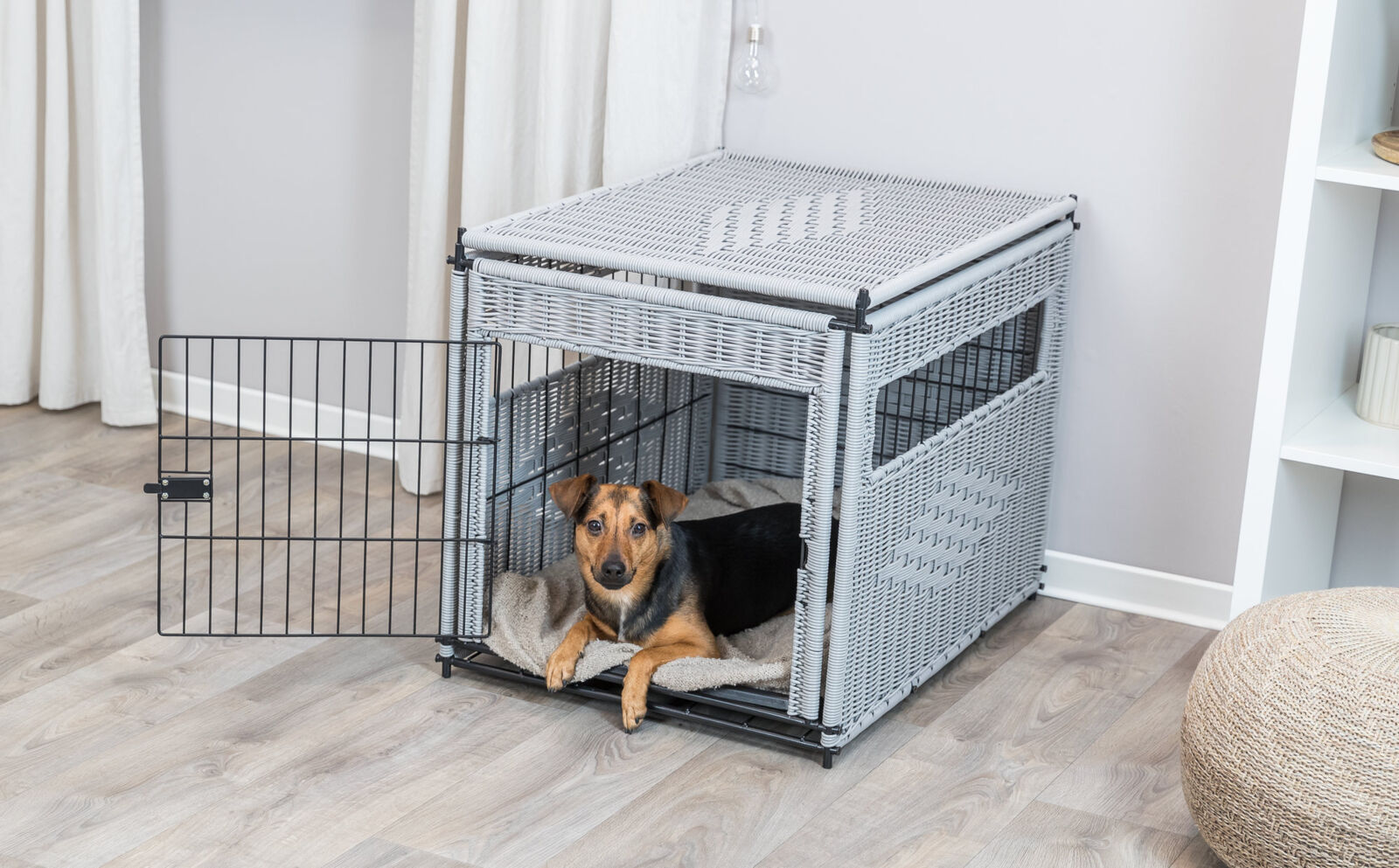 Home Kennel, Polyrattan, M: 58 × 60 × 77 cm, hellgrau Home Kennel, Polyrattan, M: 58 × 60 × 77 cm, hellgrau