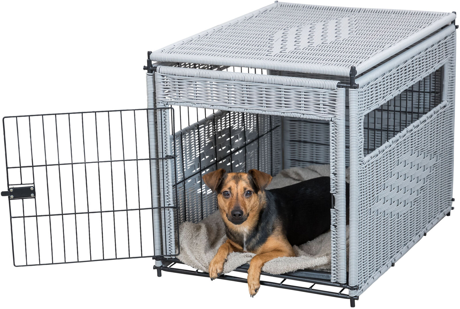 Home Kennel, Polyrattan, M: 58 × 60 × 77 cm, hellgrau Home Kennel, Polyrattan, M: 58 × 60 × 77 cm, hellgrau