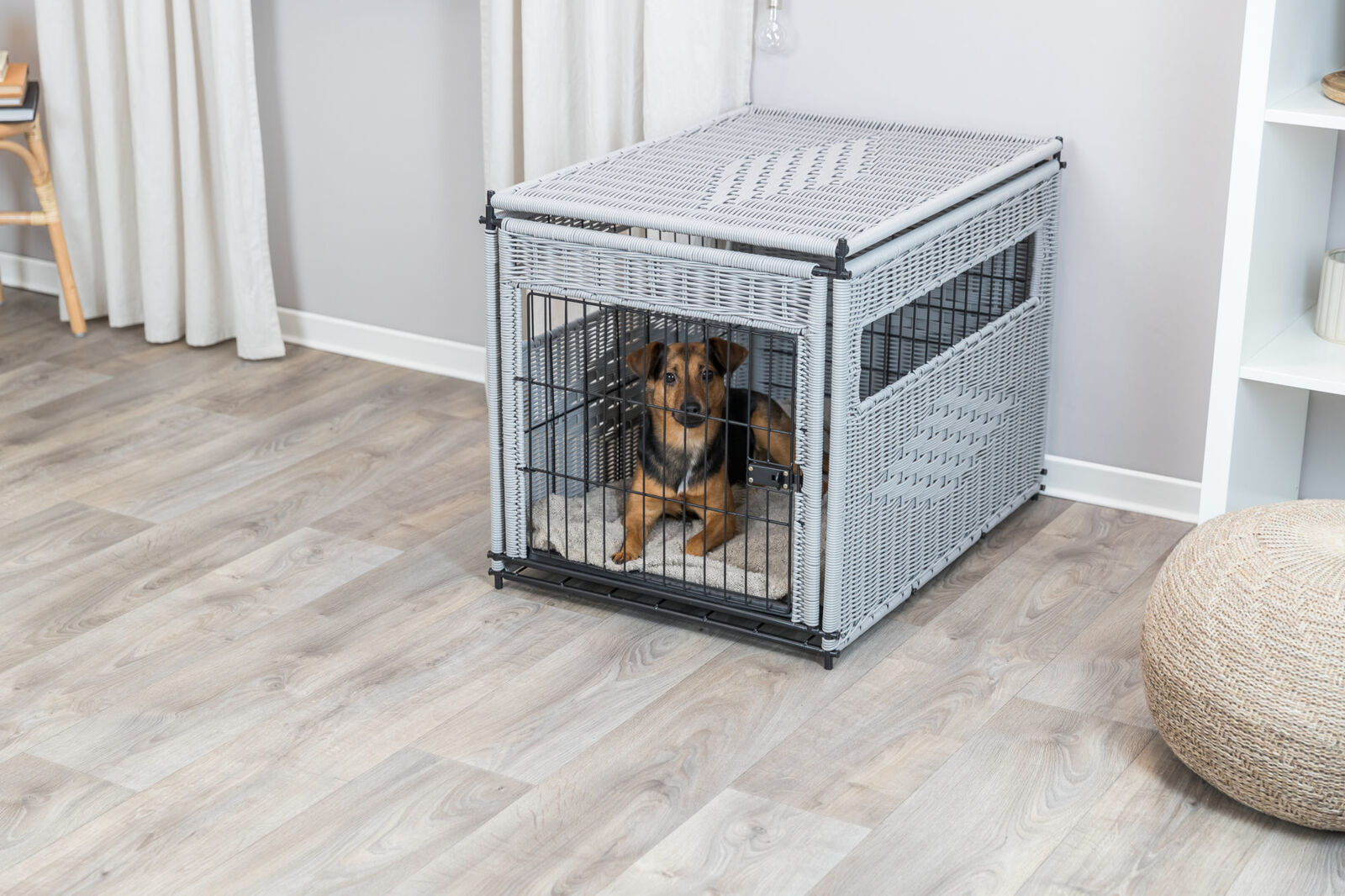 Home Kennel, Polyrattan, M: 58 × 60 × 77 cm, hellgrau Home Kennel, Polyrattan, M: 58 × 60 × 77 cm, hellgrau