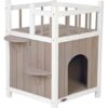 natura Cat's Home avec balcon, 45×65×45cm, gris/blanc