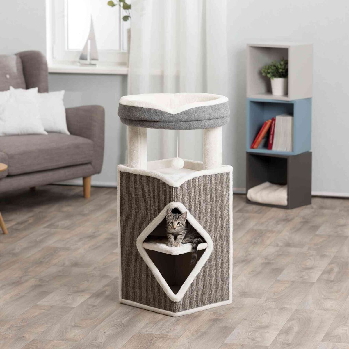 Cat Tower Arma, 98cm, gris/bleu/gris Cat Tower Arma, 98cm, gris/bleu/gris