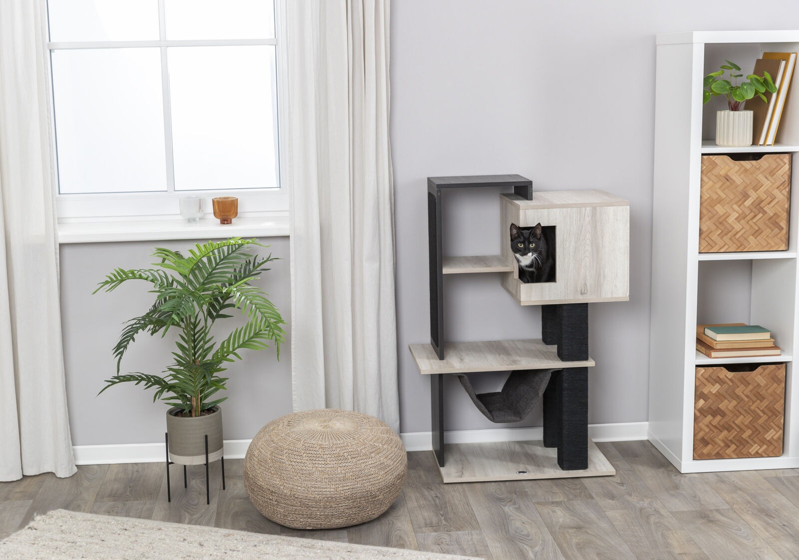 Arbre à chat CityStyle, 98cm, gris/noir Arbre à chat CityStyle, 98cm, gris/noir