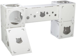 Meuble pour chats Finca Felice, en carton, 125×62×62cm, blan