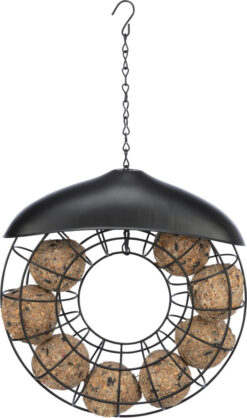 Mangeoire boule d.graisse/toit.,8 pcs, rond, en mé, ø 24×8 c