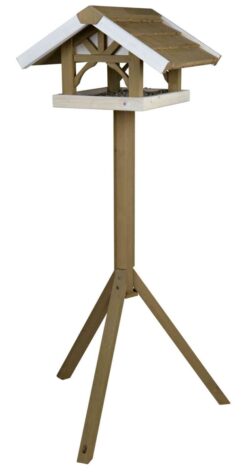 Mangeoire oiseaux natura avec pied, 1,25m, gris/blanc