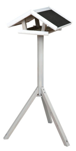 natura mangeoire oiseaux avec pied, en pin gris/blanc