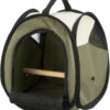 Sac de transport, oiseau/petit animal, beige/vert olive