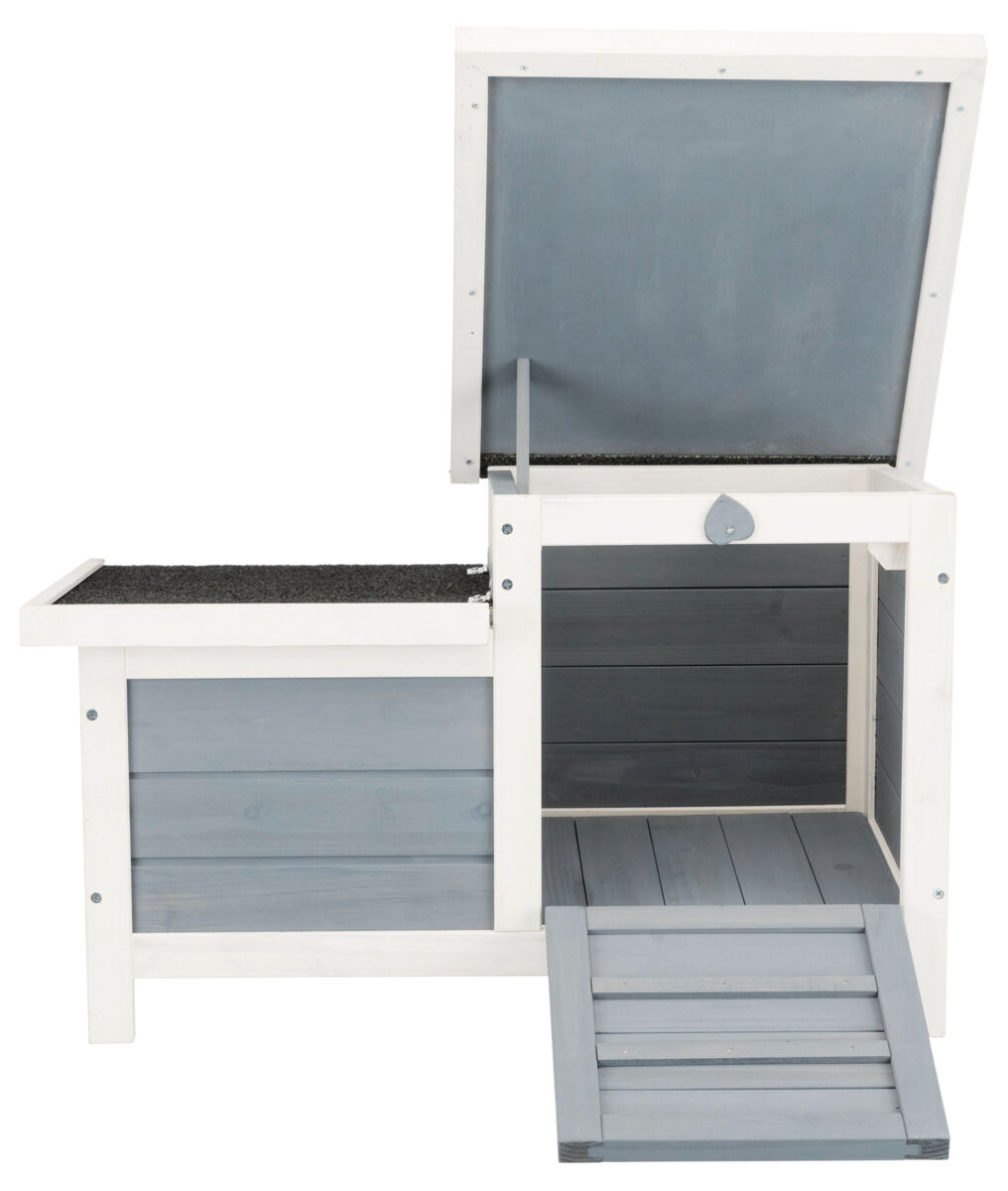 natura habitat petits animaux avec deux entrées, blanc/gris 70×43×45cm natura habitat petits animaux avec deux entrées, blanc/gris 70×43×45cm