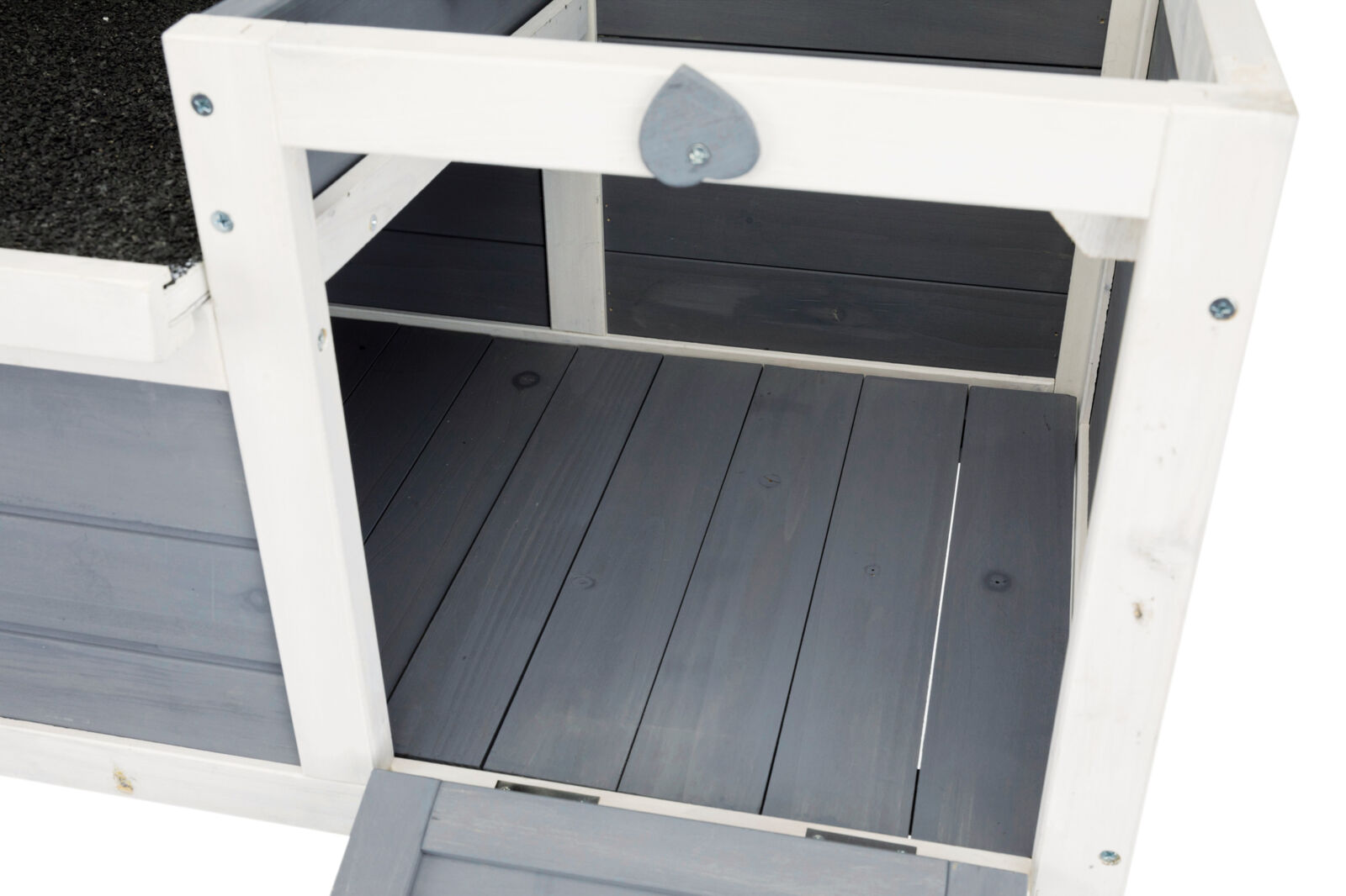 natura habitat petits animaux avec deux entrées, blanc/gris 70×43×45cm natura habitat petits animaux avec deux entrées, blanc/gris 70×43×45cm