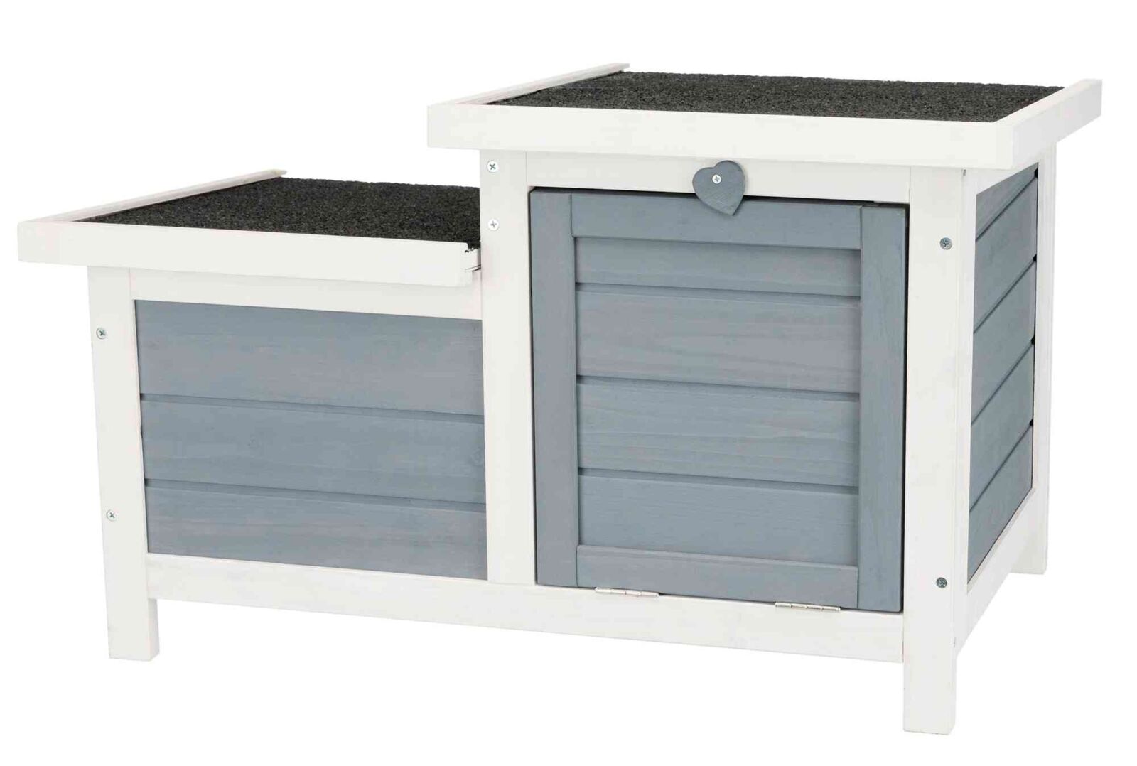 natura habitat petits animaux avec deux entrées, blanc/gris 70×43×45cm natura habitat petits animaux avec deux entrées, blanc/gris 70×43×45cm