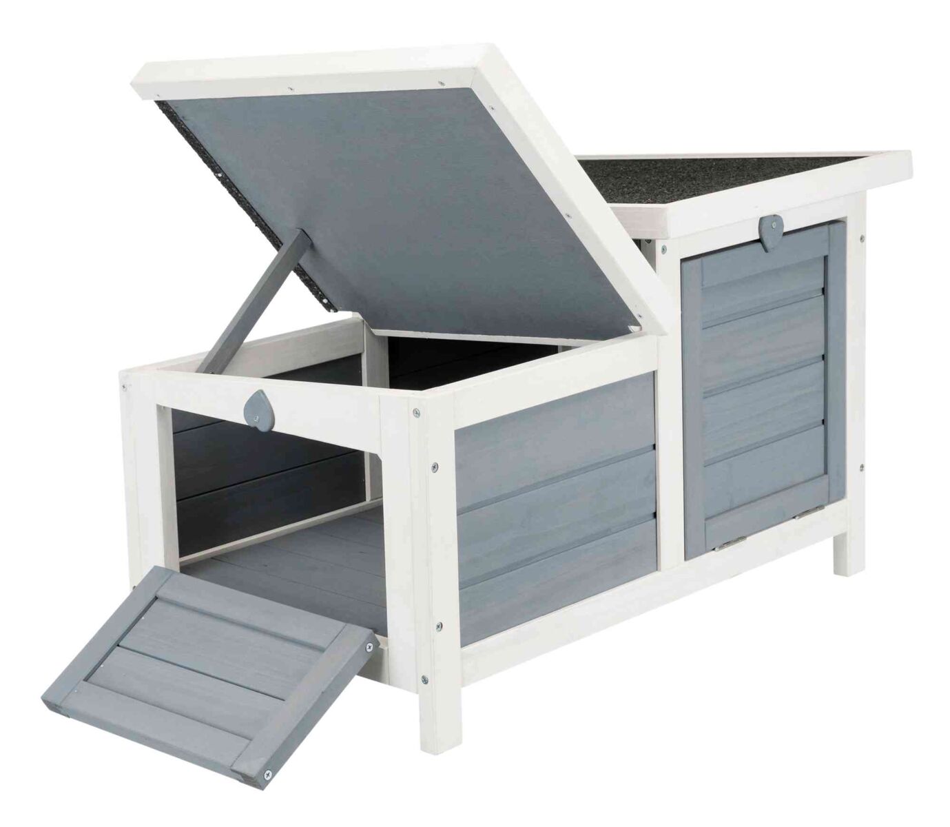 natura habitat petits animaux avec deux entrées, blanc/gris 70×43×45cm natura habitat petits animaux avec deux entrées, blanc/gris 70×43×45cm