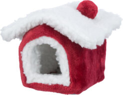 Xmas Abri douillet, souris/hamster, 15×12×15cm, rouge/blanc
