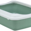 Bac à litière Classic, avec rebord, 37×15×48cm, sauge/blanc