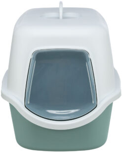 Alternative view of Bac à litière Vico, avec couvercle, 40×40×56cm, sauge/blanc