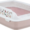 Bac à litière Delio, avec rebord, imprimé, mauve/blanc