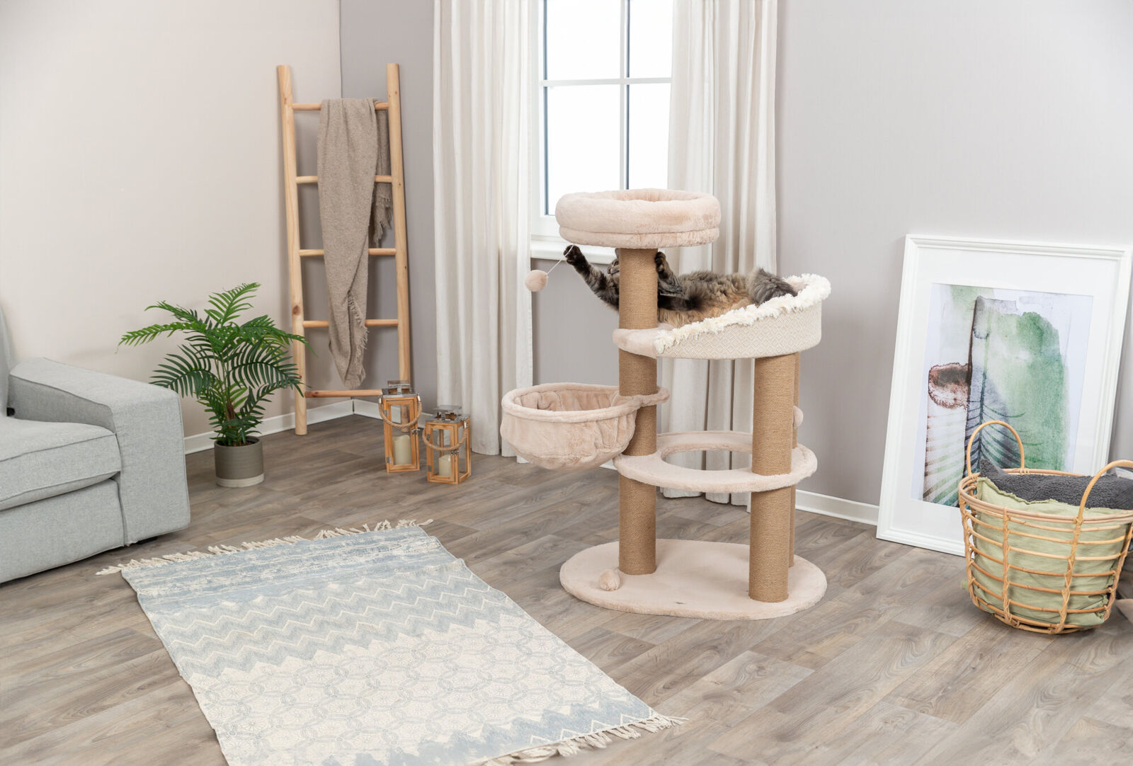 Arbre à chat Boho Filippo, 114cm, beige Arbre à chat Boho Filippo, 114cm, beige