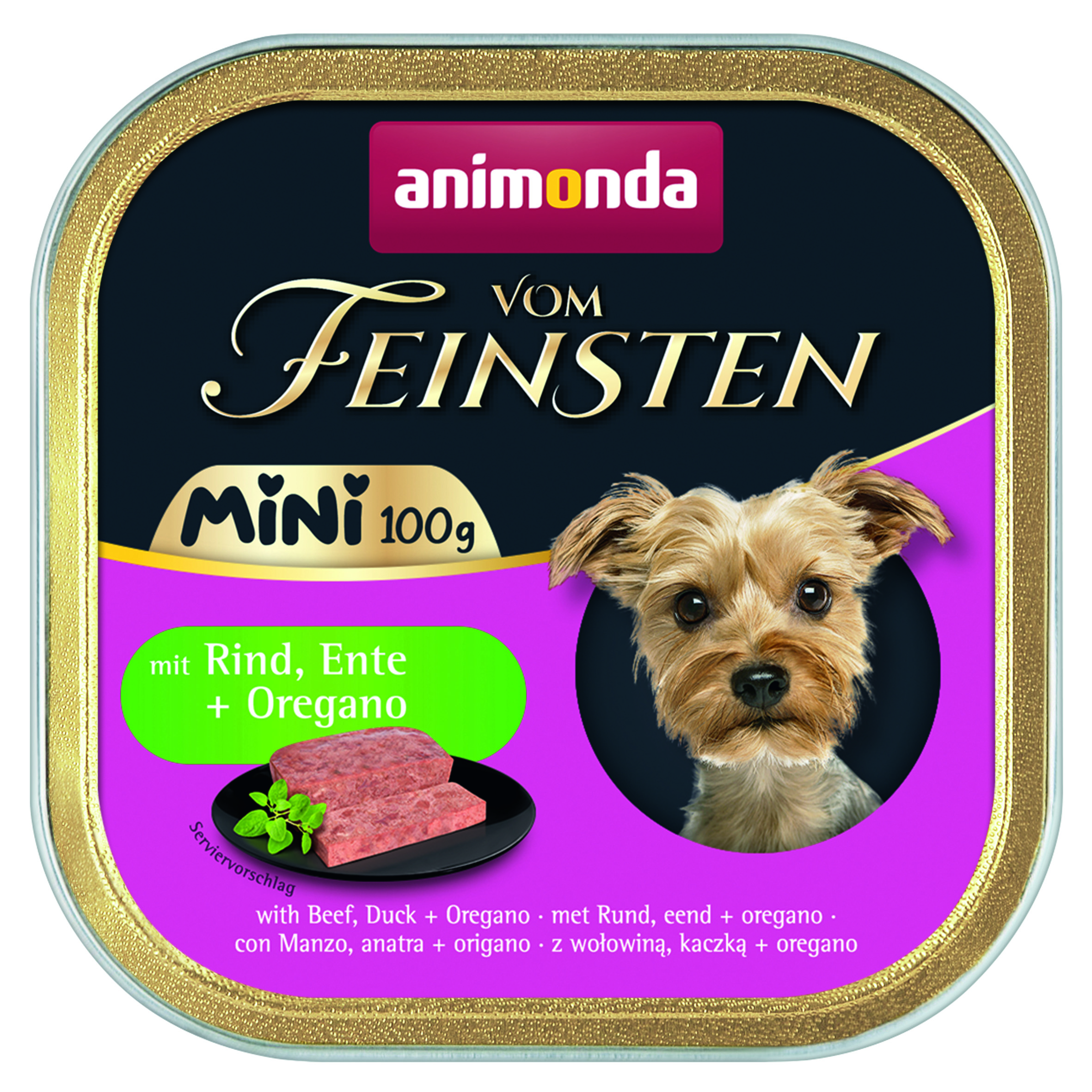 Animonda, chien v. Feinsten, mini a. boeuf, canard+origan 100g / VE 32 Animonda, chien v. Feinsten, mini a. boeuf, canard+origan 100g / VE 32