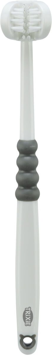 Alternative view of Brosse à dents à 3 faces, chien/chat, 18cm, blanc/gris