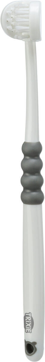 Brosse à dents à 3 faces, chien/chat, 18cm, blanc/gris