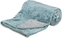 Couverture Barry, en peluche douce, bleu/gris