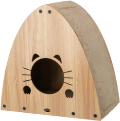 Maison grattoir, MDF, 48×48×28cm, brun clair