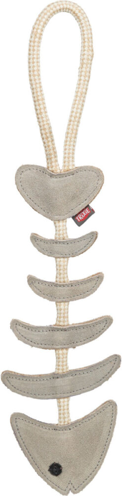 Arête de poisson sur corde, en cuir/corde, 43cm