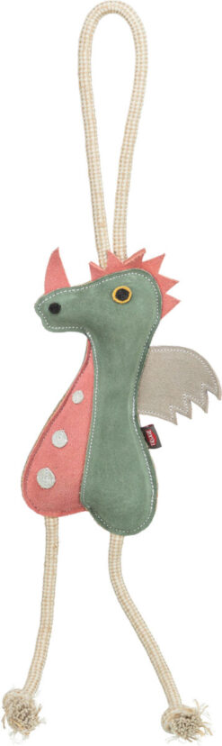 Dragon sur corde, en cuir/corde, 55cm