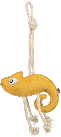 Caméléon sur corde, en cuir/corde, 45cm