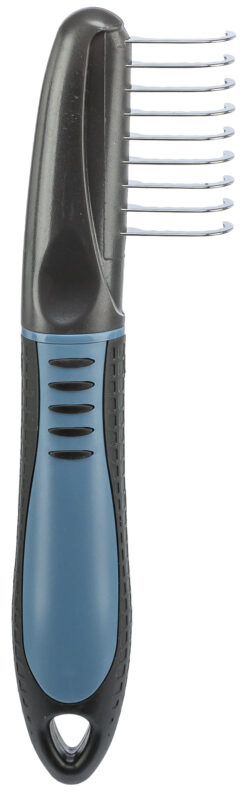 Peigne dénouant, cranté, en plastique/métal, foncé/bleu