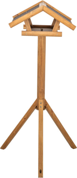 Alternative view of natura mangeoire oiseaux avec pied, en pin, brun