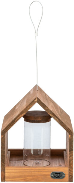 Alternative view of natura mangeoire oiseaux suspendue & silo, en pin, brun