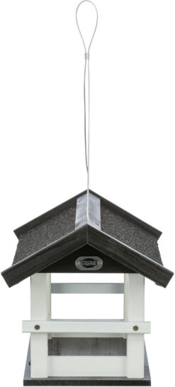 Alternative view of natura mangeoire oiseaux suspendue, en pin, noir/blanc