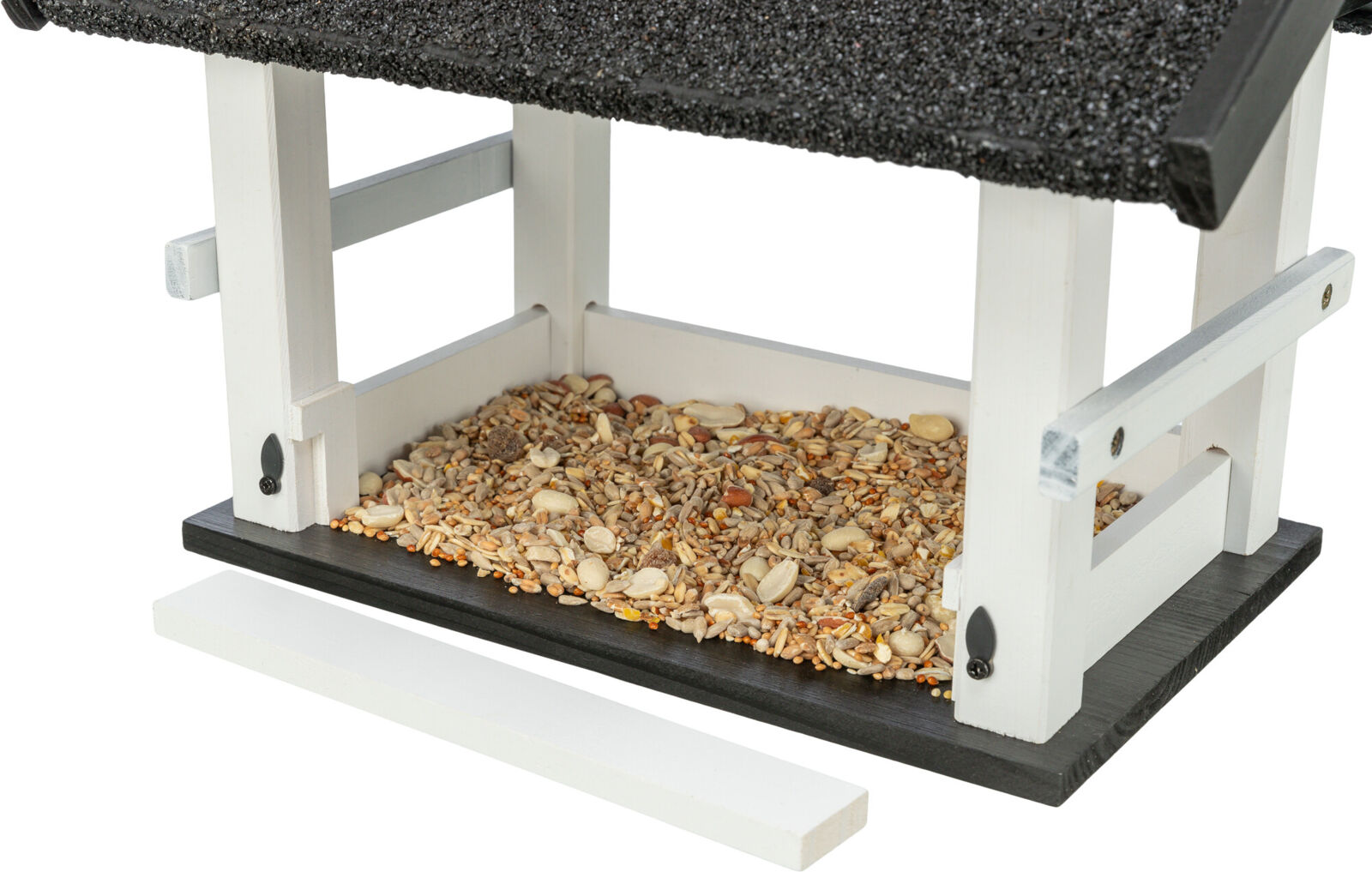 natura mangeoire oiseaux suspendue, en pin, noir/blanc 36×25×25cm natura mangeoire oiseaux suspendue, en pin, noir/blanc 36×25×25cm