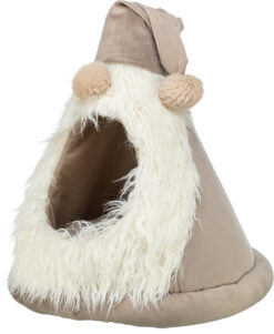 Xmas abri lutin, rond, aspect velours, ø 45×47cm, beige