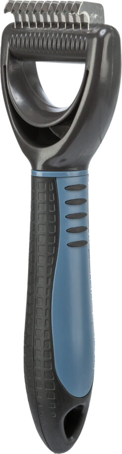 Peigne démêlant, épais, plastique/métal, gris foncé/bleu