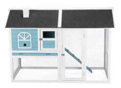 Alternative view of natura clapier avec enclos, 2 étages, bleu/blanc